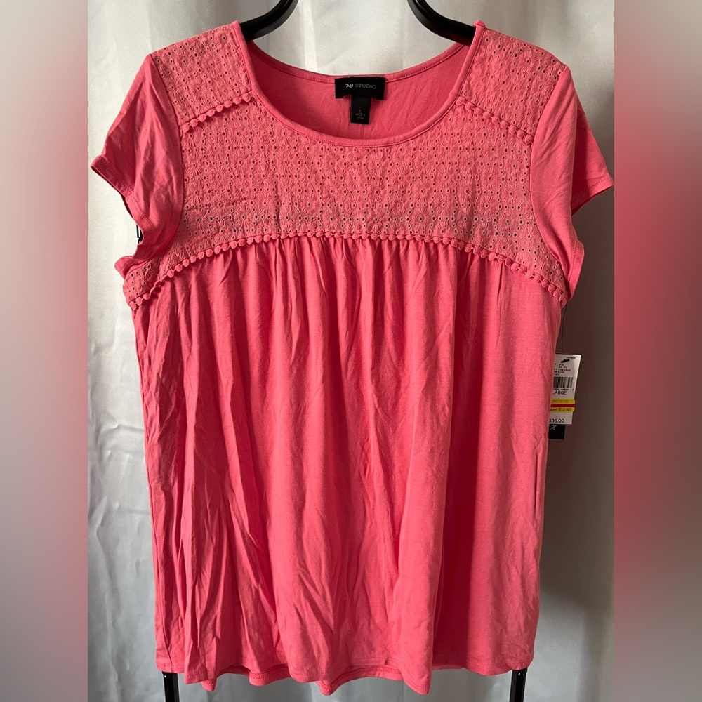 AB Studio Eyelet Short Sleeve Top